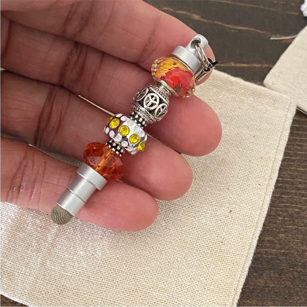 Orange Beaded Stylus Mini Cell Phone Accessory